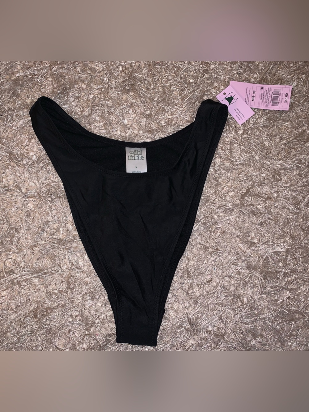 wild fable Black mid rise ultra high leg super cheeky Bikini Bottom size M NWT